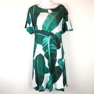 Women's Printed Flare Dress with Pockets White 3XL